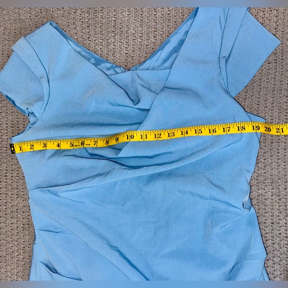 Adrianna Papell Ice Blue Surplice Sheath Cocktail Dress size 14 - Picture 4 of 6